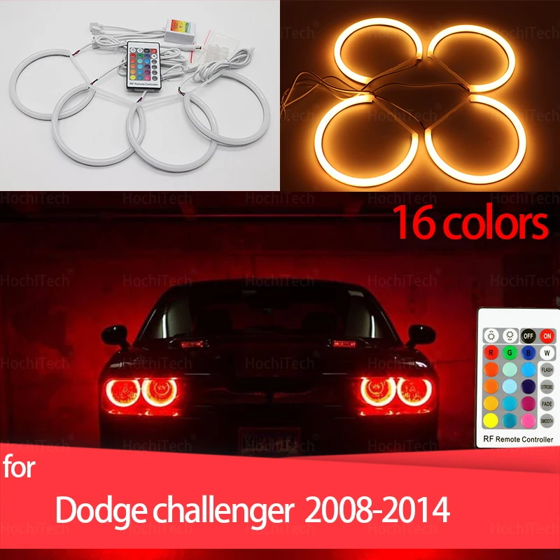 Hight Quality Cotton RGB Angel eyes halo ring kit 16colors flash Remote control for Dodge challenger  2008-2014 Demon Eye