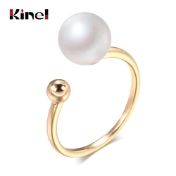Kinel Hot Pearl Ring Fashion Jewelry 2021 Ethnic Bride Wedding Ring Vintage Fine 585 Rose Gold Jewelry