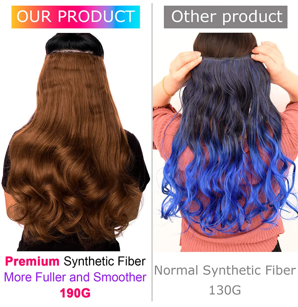 DinDong Clips-in-Haarverlängerungen, 32 Zoll, synthetisch, gewellt, 210 g, hochwertiges, hitzebeständiges Haar 613 # Blondbraun, 19 Farben erhältlich – Detail 12