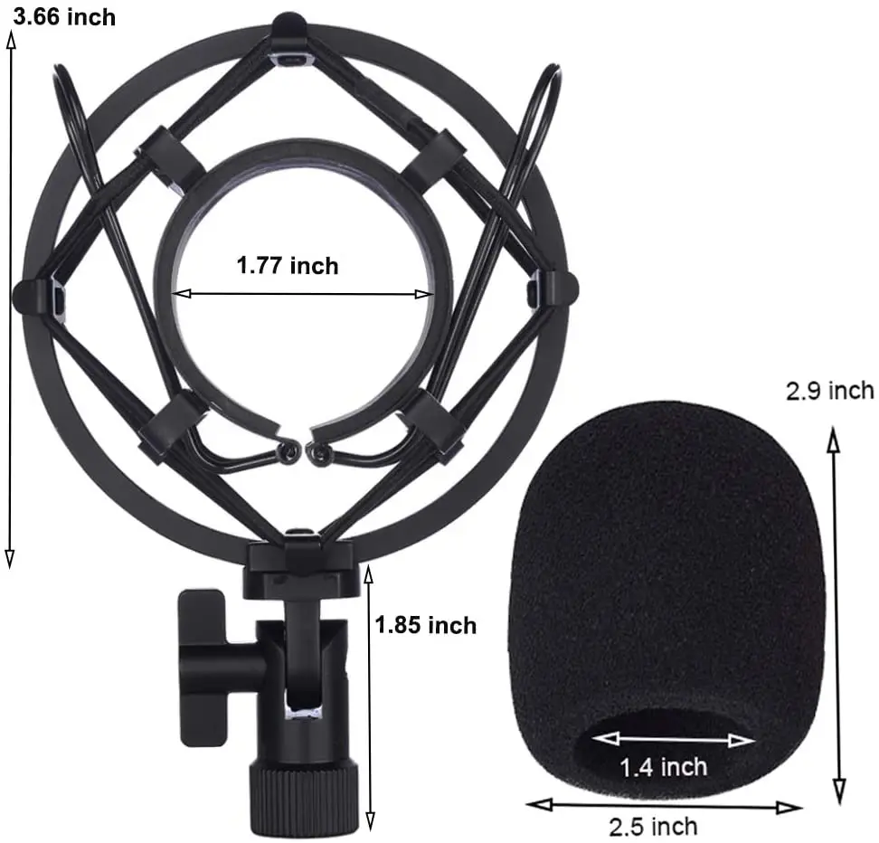 Mic Large Foam Cover Microphone Windscreen with Shock Mount for AT2020,MXL,Condenser Microphone,Mic Anti-Vibration Suspension Sh