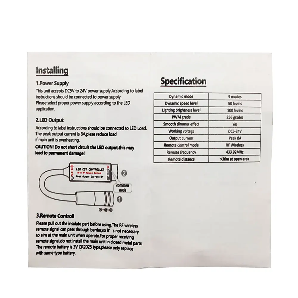 Telecomando senza fili di chiavi RF del regolatore 16 di CCT Led di DC5-24V 8A per la striscia di 5050 WW + CW con la temporizzazione di funzione