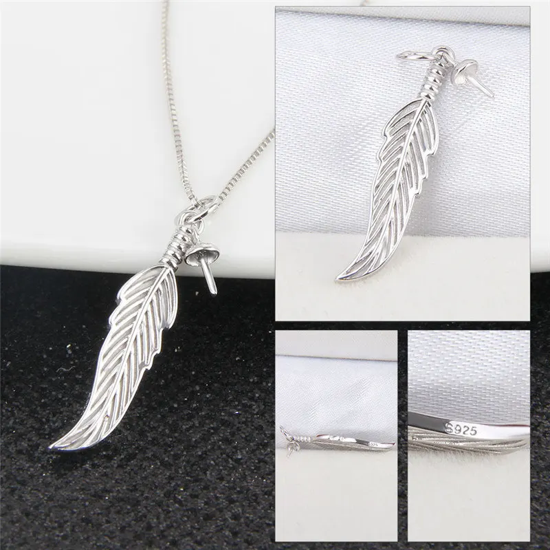 CLUCI Real Silver 925 Feather Pendant for Necklace Sterling Silver Women Valentine Day Gift Pendant Jewelry SP285SB