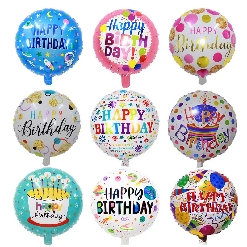 1Pc 18 Inch Round Color Happy Birthday Aluminum Foil Balloon Holiday Party Wedding Anniversary Decoration Gift Helium Balloon