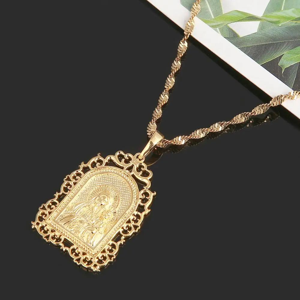 Virgin Mary Necklace Pendant Necklaces Religious Chain Jewelry for Women Men