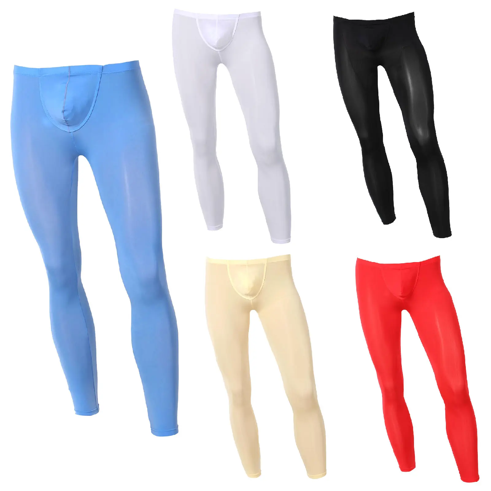 Men Compression Tight Bulge Pouch Leggings Running Sports Male Gym Fitness Jogging Pants Trousers Workout Training Yoga Bottoms