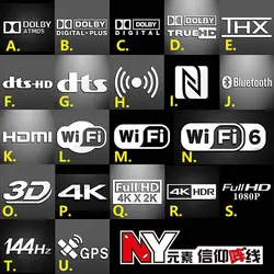 Dolby Bluetooth WIFI6 4K HD 1080P 144hz Metal Sticker Mobile Computer Notebook Sticker