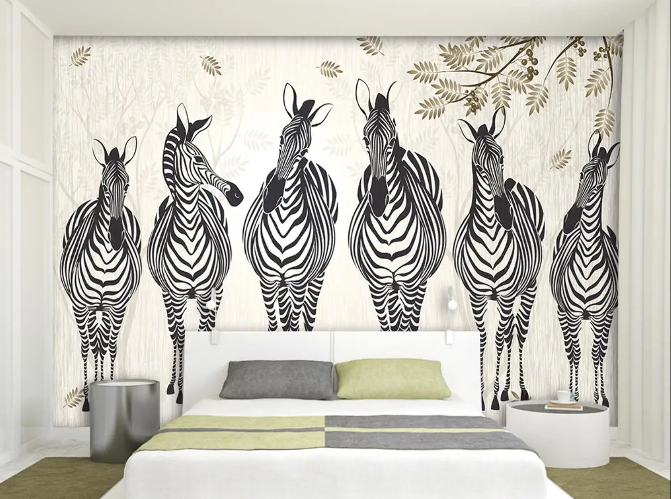 

Custom wallpaper zebra leaves branch background wall painting living room bedroom home decoration animal leaves 3d wallpaper