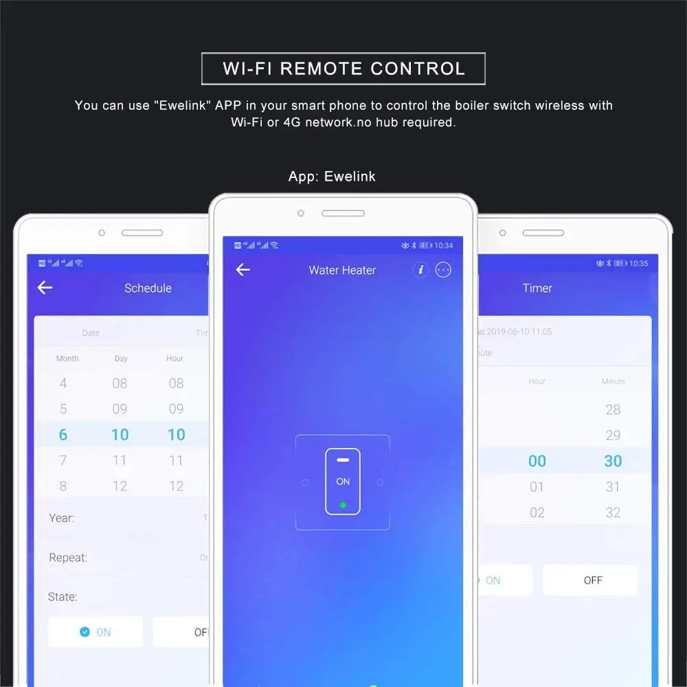 eWeLink Wifi Smart Switch Water Heater Switch,Indoor Wifi Boiler,Glass Panel,Timer,Alexa Google Assistant Voice Remote Control