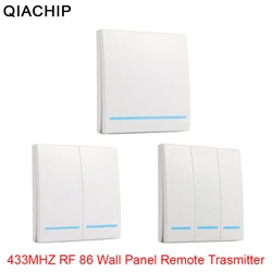 433MHz Universal Wireless Remote Control 86 Wall Panel RF Transmitter Receiver 1 2 3 Button For Home Room Light Switch