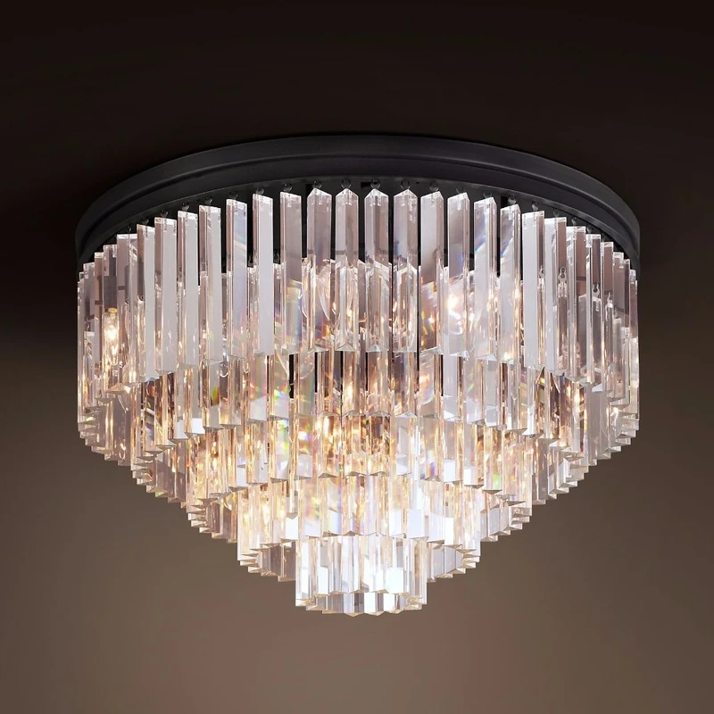 Modern Vintage Chandelier Crystal Flush Ceiling Mounted Light for Home Hotel Decoration