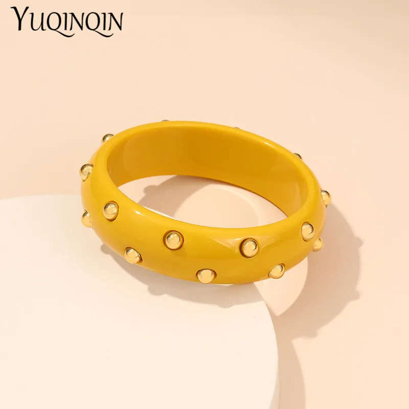 Fashion Colorful Resin Thin Bangles For Women Indian Jewellery Metal point Bangle With Designer Charms Bracelets Bangle Elegant