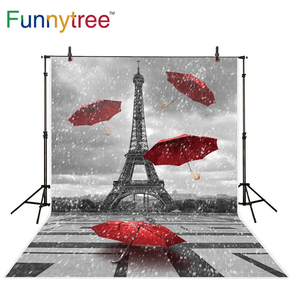 Funnytree photography studio photo rain umbrella French Tower February 14 Valentine background photozone photophone photocall