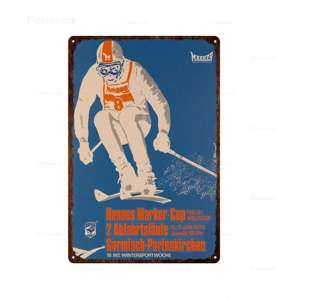 Skiing Travel Metal Tin Signs Les Alpes Ski Propaganda In Norway Verbier Cable Iceland Landscape Vintage Wall Decor Tin Plaques