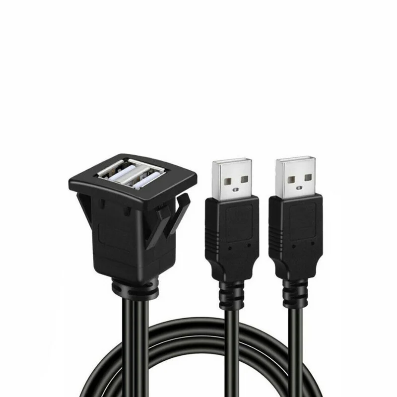 Baseus-Cable de extensión de enchufe para salpicadero de coche, dispositivo Universal de montaje empotrado, macho a hembra, USB 2,0 Dual, portátil