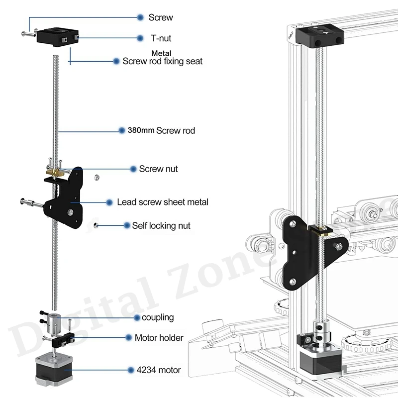 Aokin Double Z-Axis Upgrade Kit with Leadscrew Stepper Motor, Suitable for Ender-3 / Ender-3 V2 / Ender-3 3D Printer Parts