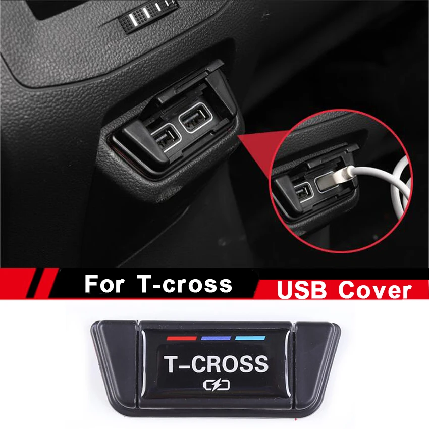 Car Rear Console Center USB Equip Charging Port Protective Cover Dust-proof Frame for Volkswagen VW T-cross Tcross 2019