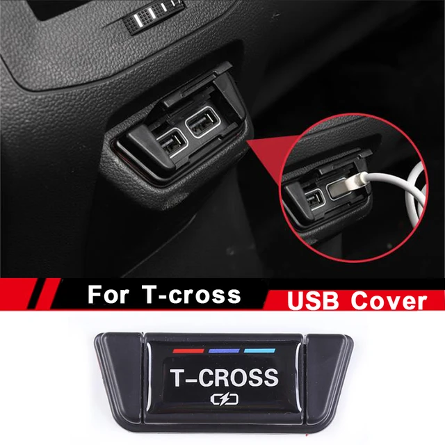 フォルクスワーゲンvwt-cross 2019用のフロントおよびリアコンソールセンター,usb充電ポート付きの保護カバー,防塵フレーム -  AliExpress