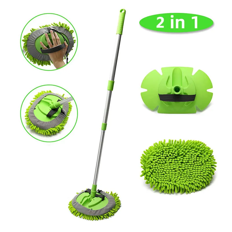 

Upgrade Three section Telescoping Long Handle Car Wash Brush Mop Chenille Broom Window Super absorbent Cleaning Tool Accessories