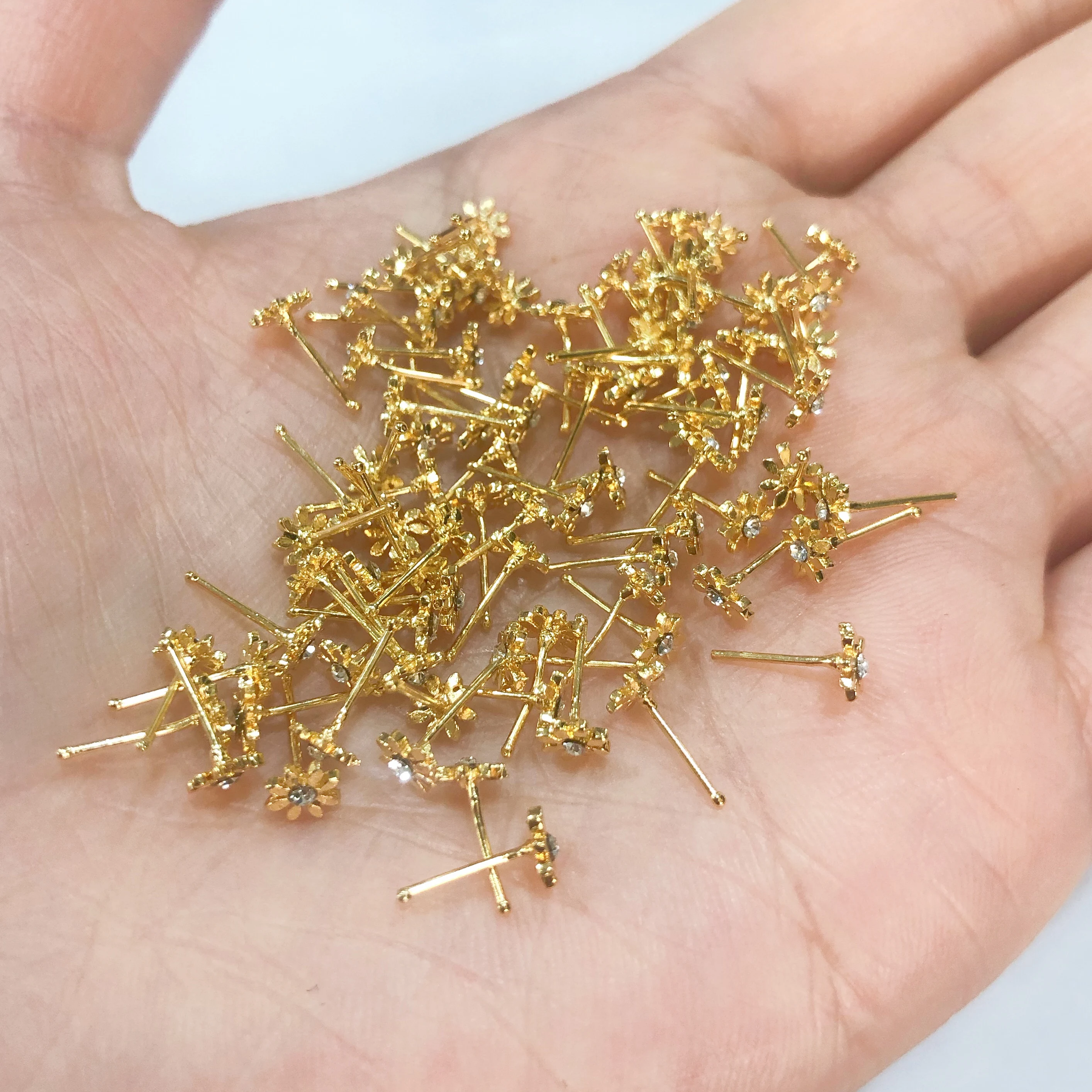 24pcs/set 100% 925 Sterling Silver Vintage Rhinestone Gold Sun Nose Rings & Studs Piercing Jewelry For Women Girls Wholesale New