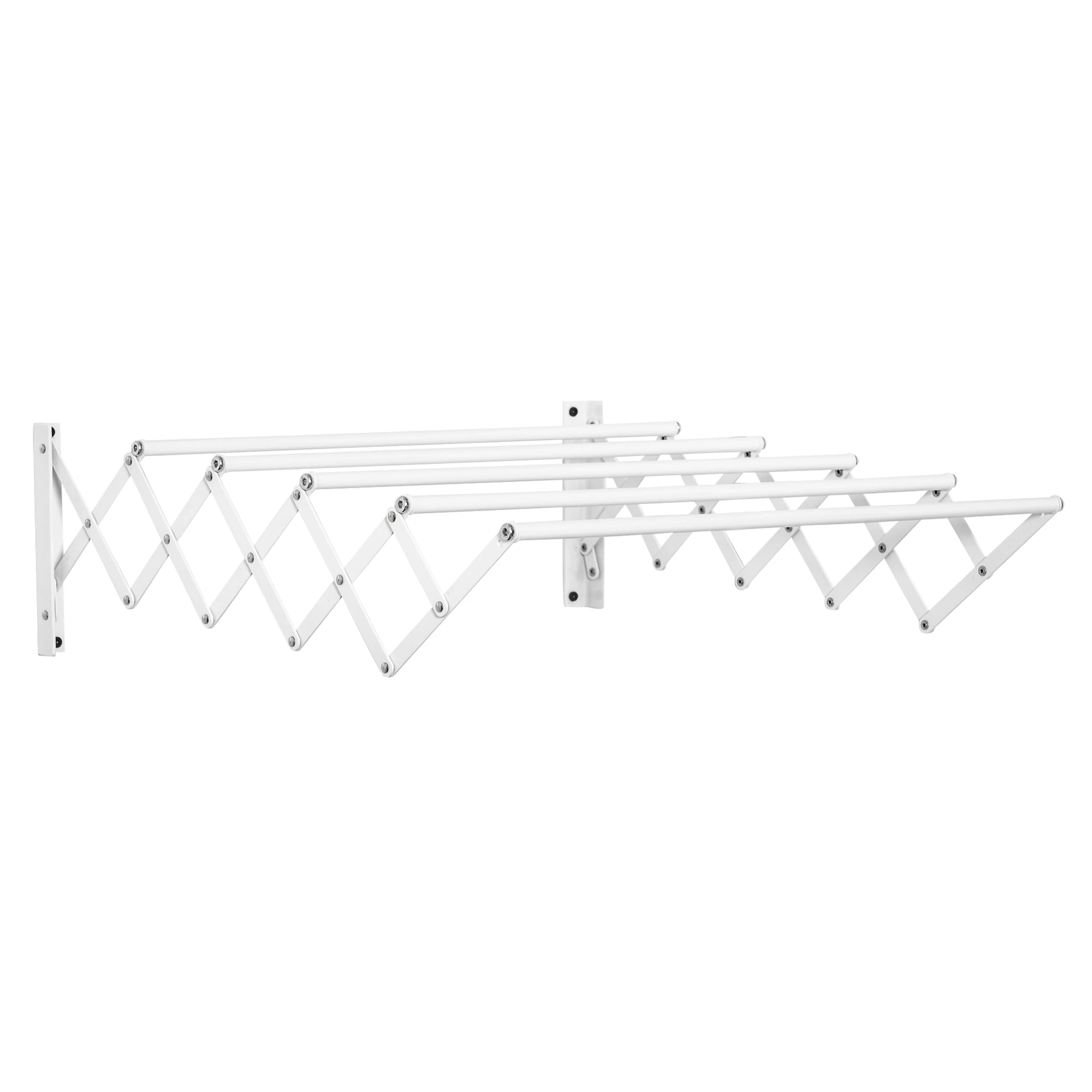 HOMCOM 63,5 cm extendable wall clothesline Metal 5 bars for indoor and outdoor cargo 10 kg White