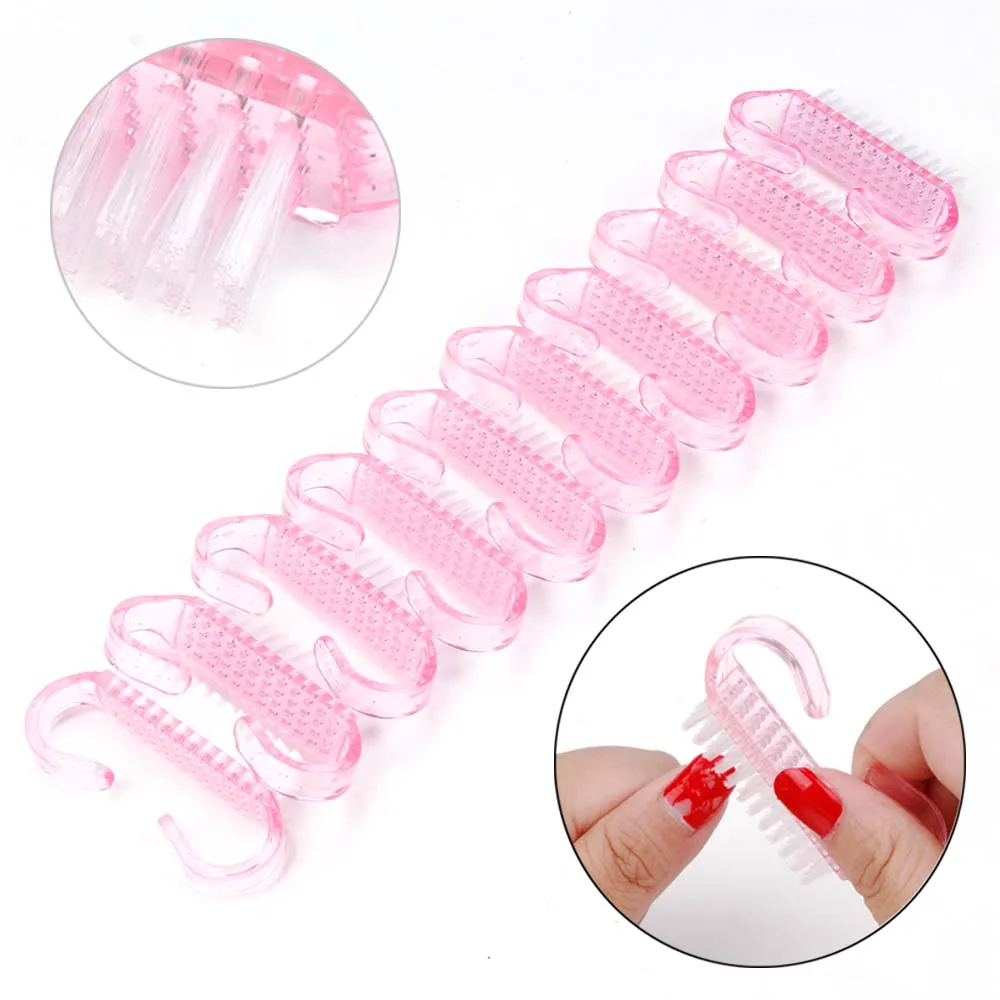 

10/50/100Pcs New Nail Brush Cleaning Clean Dust Remove Nail Art For Manicure Plastic Finger Care Makeup Handle Scrubbing Tool