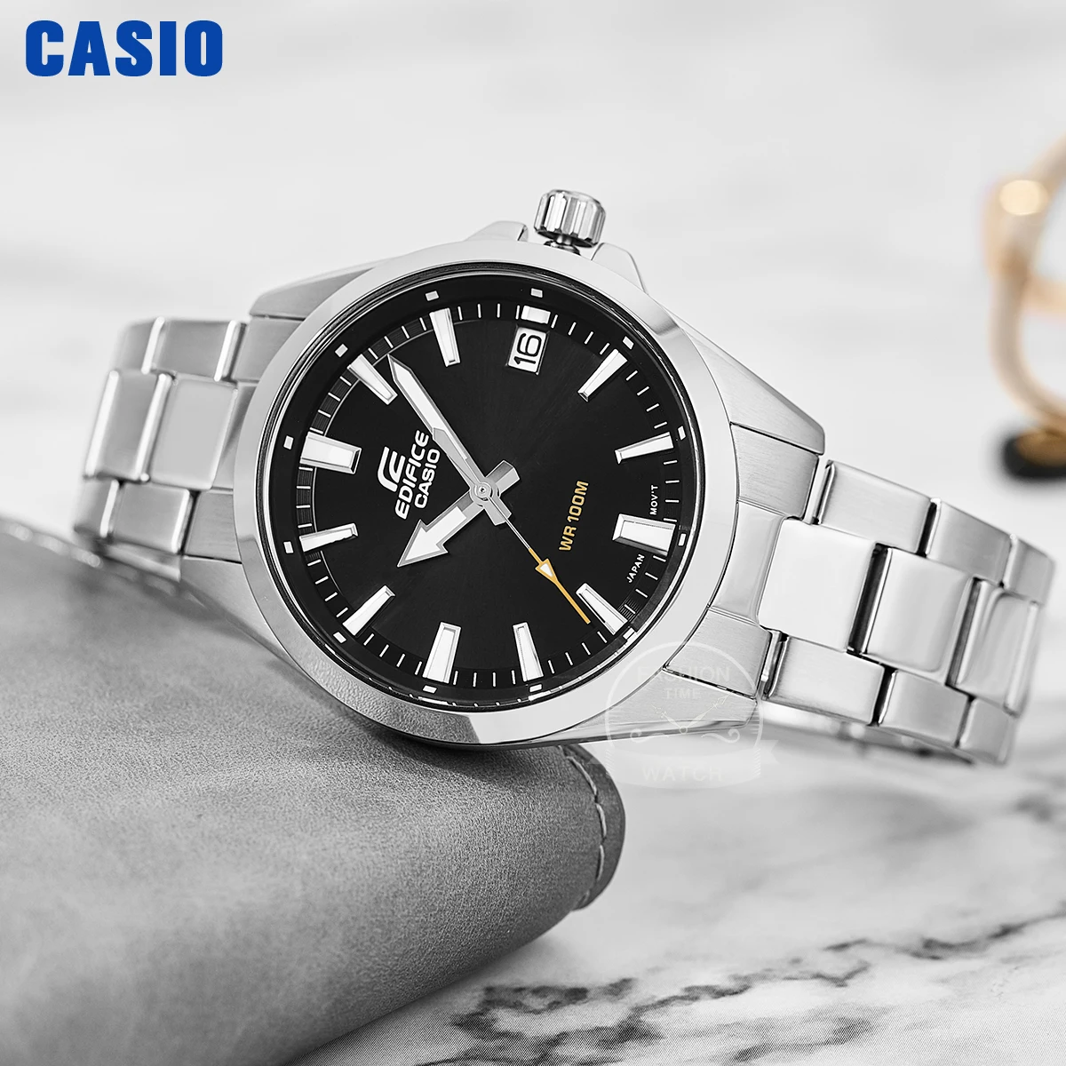 Casio-Edifice Relógio de quartzo impermeável masculino, luxo, esporte, relógio de pulso, 100m, EFV-100D-1A