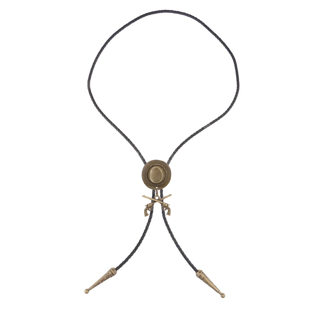 Western Cowboy Double Gun Hat Bolo Tie Riding Fashion Accessories Metal Bolo Tie