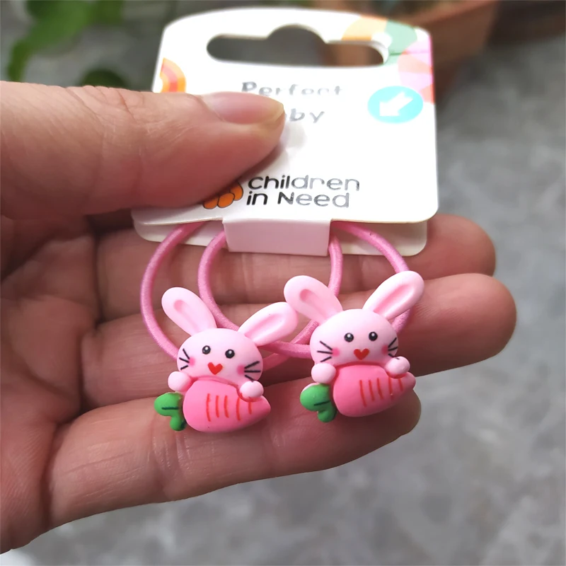 2PCS New Cute Panda Rabbit Princess Headwear Cartoon Girls Accessories Kids Elastic Hair Bands Baby Headdress Children Ropes