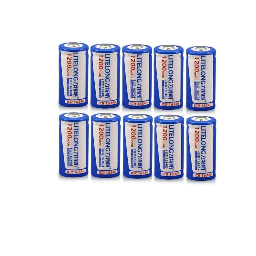 

10pcs/lot High power 3.7V 1200mAh ICR16340 rechargeable battery protection ICR16340 lithium ion rechargeable lithium battery