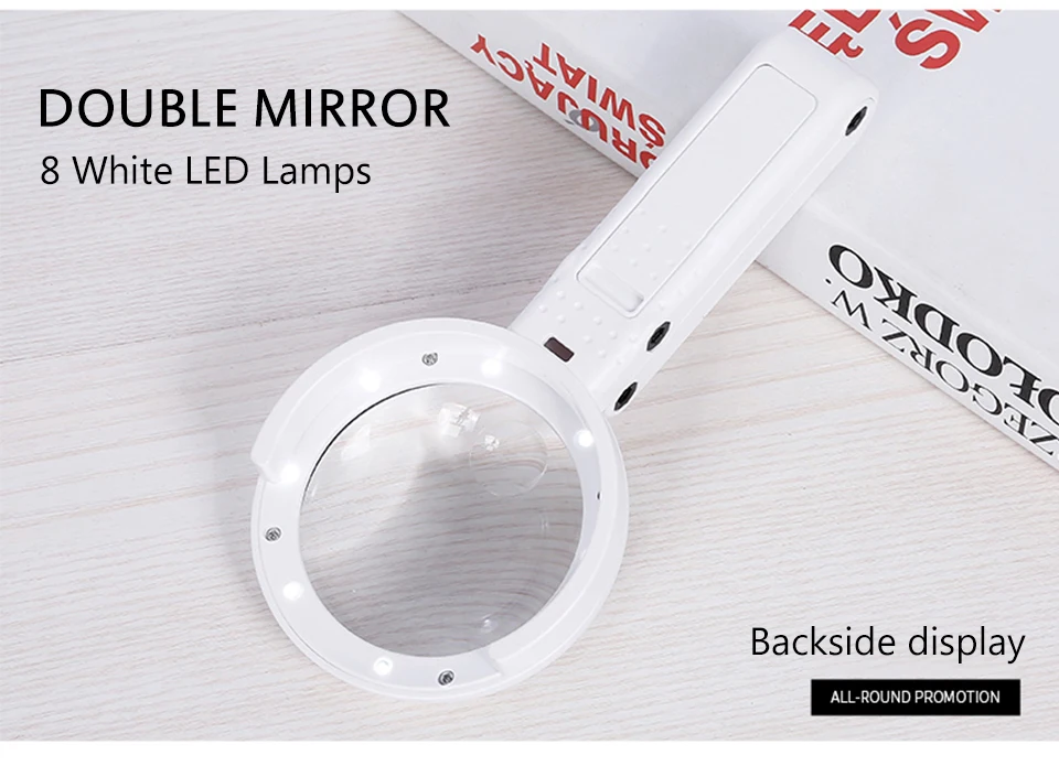Tragbare Handlupe mit LED-Leuchten, faltbare Desktop-Lupe zum Lesen von Zeitungen, Lupe, Reparaturwerkzeug – Detail 8