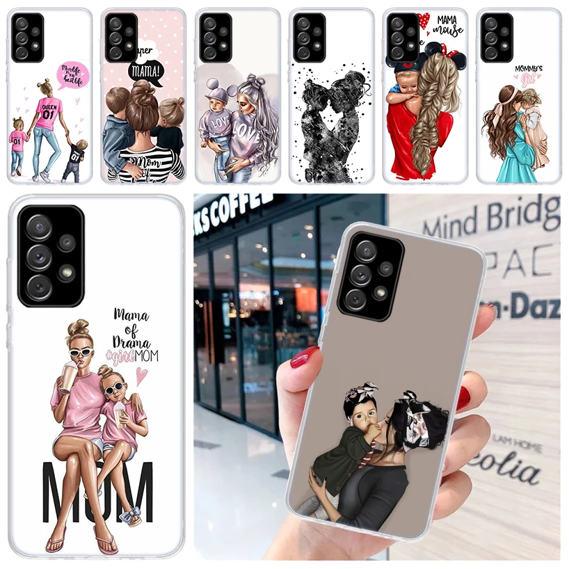 Baby Mom Girls For Samsung Galaxy A15 A14 A13 A12 A55 A54 A53 A52 Phone Case A32 A35 A34 A33 A25 A24 A23 A22 A04S A03S A02S Gala