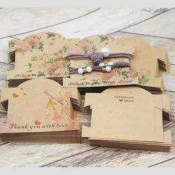 50Pcs kraft paper For YOU  Hairpin Card 9*10cm flower design Jewelry Display Cards DIY THANK YOU hairclip ornaments package