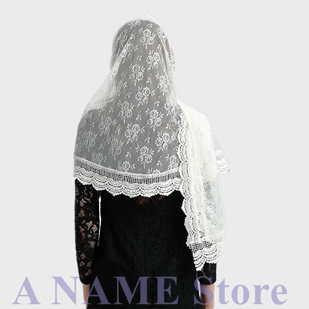 Velo de encaje largo y rectangular para mujer, Mantilla de catolique, pañuelo para la cabeza, Velo de masa Latino infinito, Velo de novia Negra