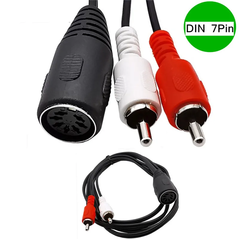 7-Pin DIN Female MIDI Cable to 2 Dual RCA Male Female Plug Audio Cable 0.5m/1m/1.5m