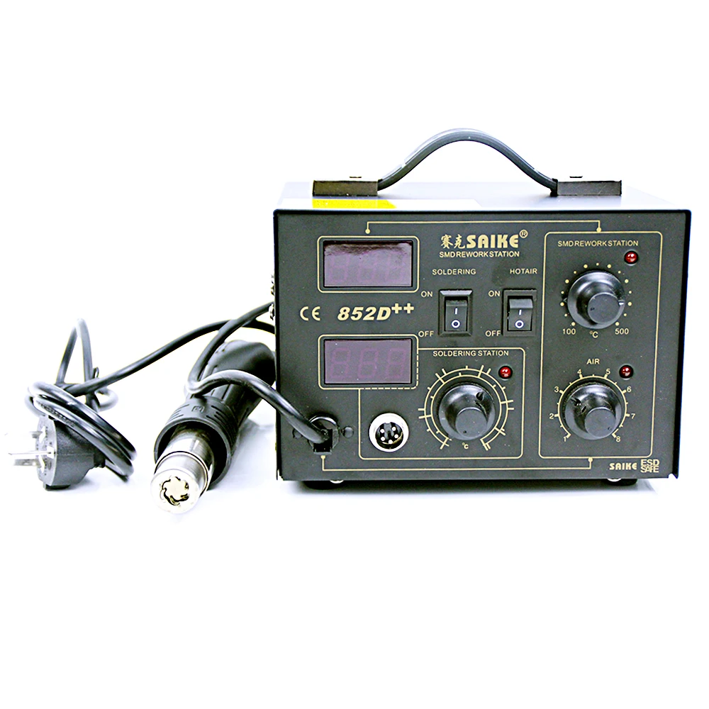 SAIKE 852D++ Soldering Station 2in1 Upgraded Fron SAIKE 852D+ &hot Air Gun Rework Station 220V 110V