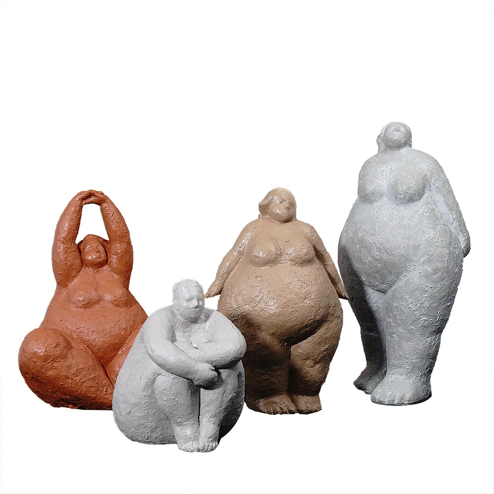 

Statues Sculptures Creativity Home Living Room Desk Decoration Simple Resin Fat Woman Yoga Resin Lady Figurines For Interior