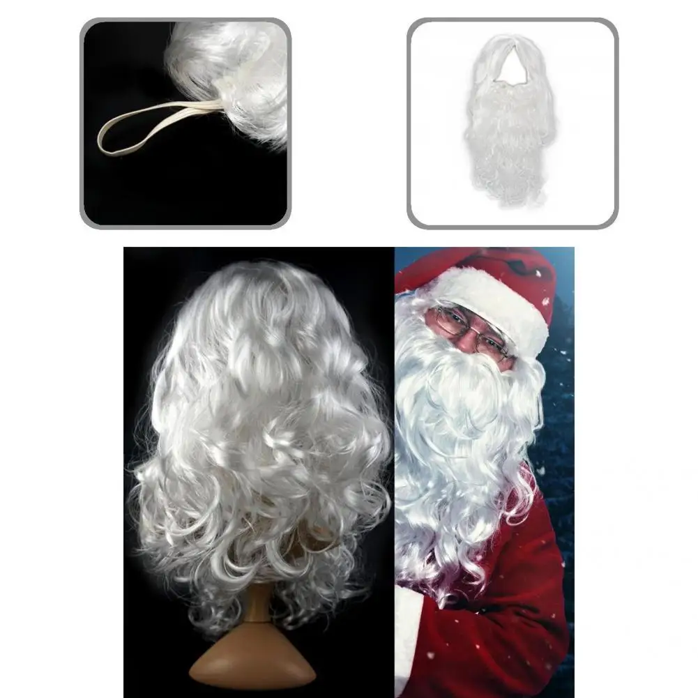 Festival Decor  Fashion Wizard Wig Santa White Costume Hair Decoration Santa Beard Set Breathable   for Party