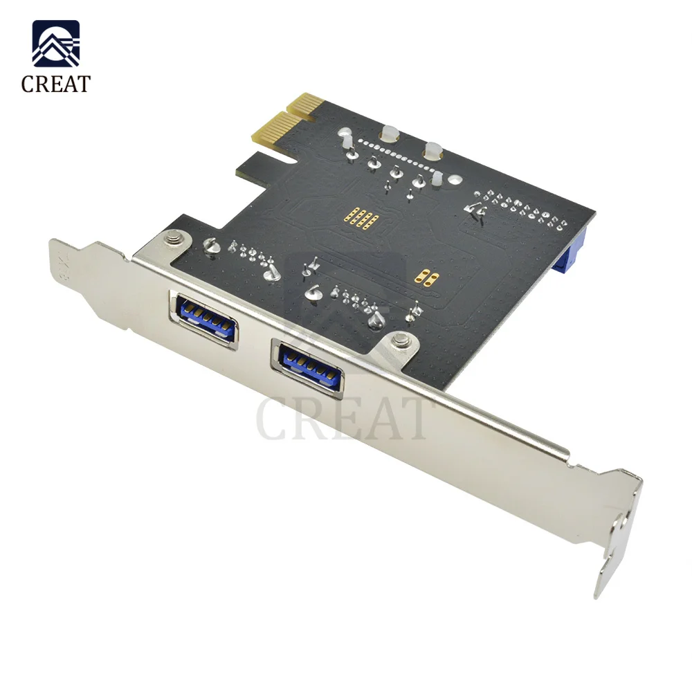 PCI 2 Ports Express USB 3.0 Front Panel with 4-Pin & 20 Pin Control Card Adapter 5Gbps Speed 4-pin Molex Power Plug-N-Play DIY