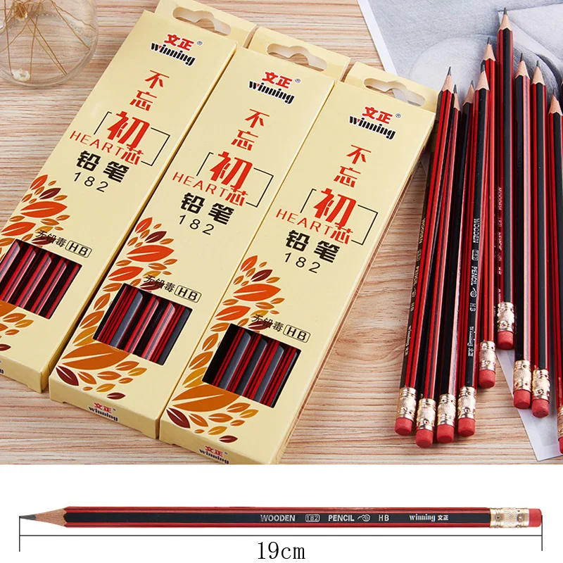 

12 Pcs/Box Quality HB Pencil Plus Eraser Creative School Writing Tools Writing Professional Sketch Pencil