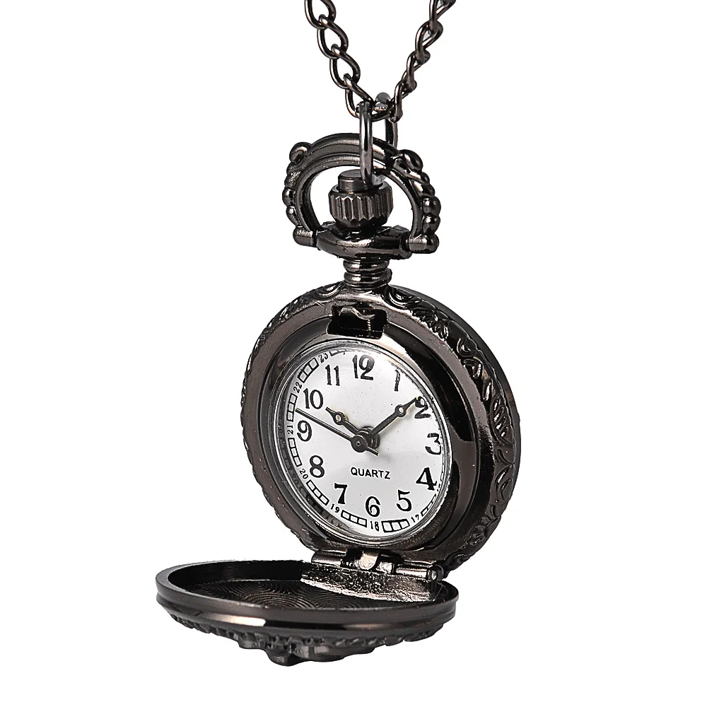 6063 klassische Königin Krone quarz taschenuhr Schwarz mode und retro Königin Krone kleine größe Taschenuhr