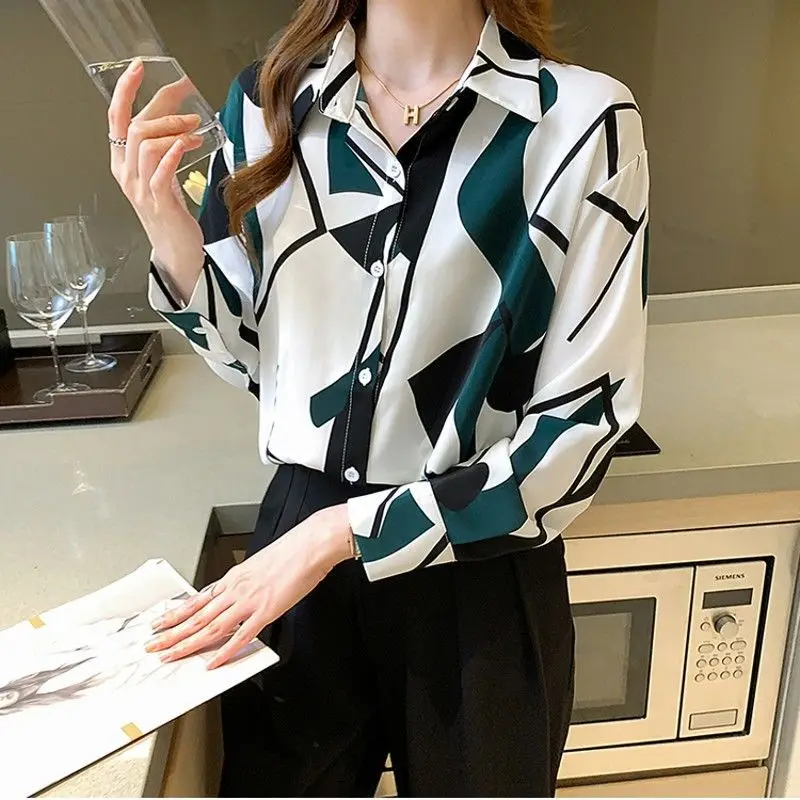 

2021 Harajuku Streetwear Spring Autumn Women Blouses Long Sleeve Patchwork Korean Chiffon Women'S Shirt Female Tops Blusas Mujer