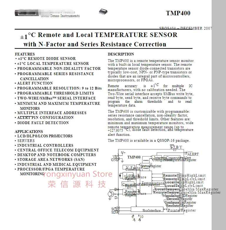 TMP400AIDBQR TMP400AIDBQT  TMP400AIDBQ TMP400  SSOP-16   ±1°C Remote and Local TEMPERATURE SENSOR 100% New original