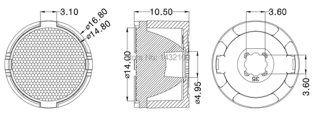 30degree-Diameter 16.8mm LED lens for CREE XPE|XTE,Luxeon T,SeoulZ5P LEDs(HX-15PH-30L)