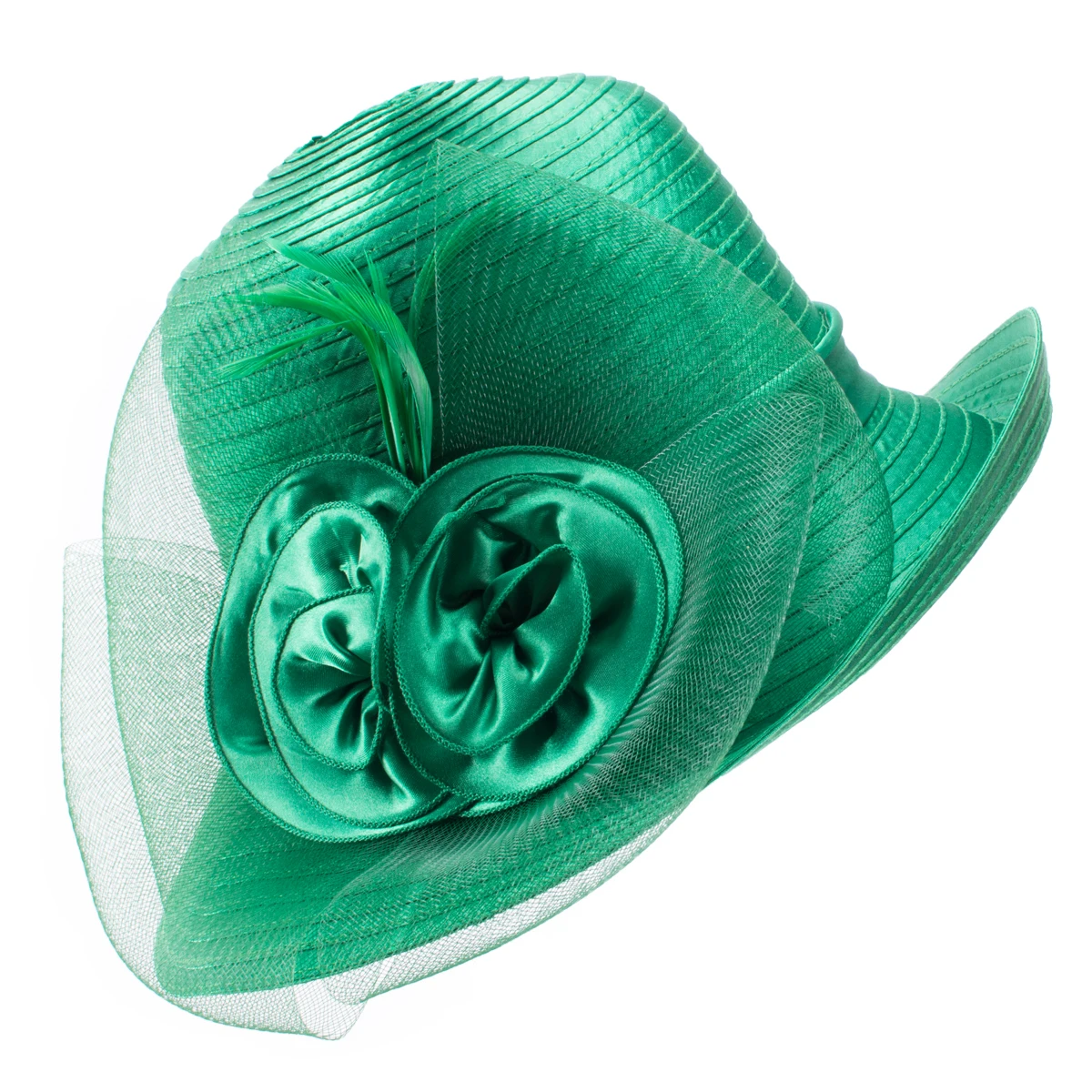 Lawliet Wide Brim Summer Hats for Women Feathers Netting Fascinator Beach Bridal Mother\'s Hats Wedding Derby Church Cap A433