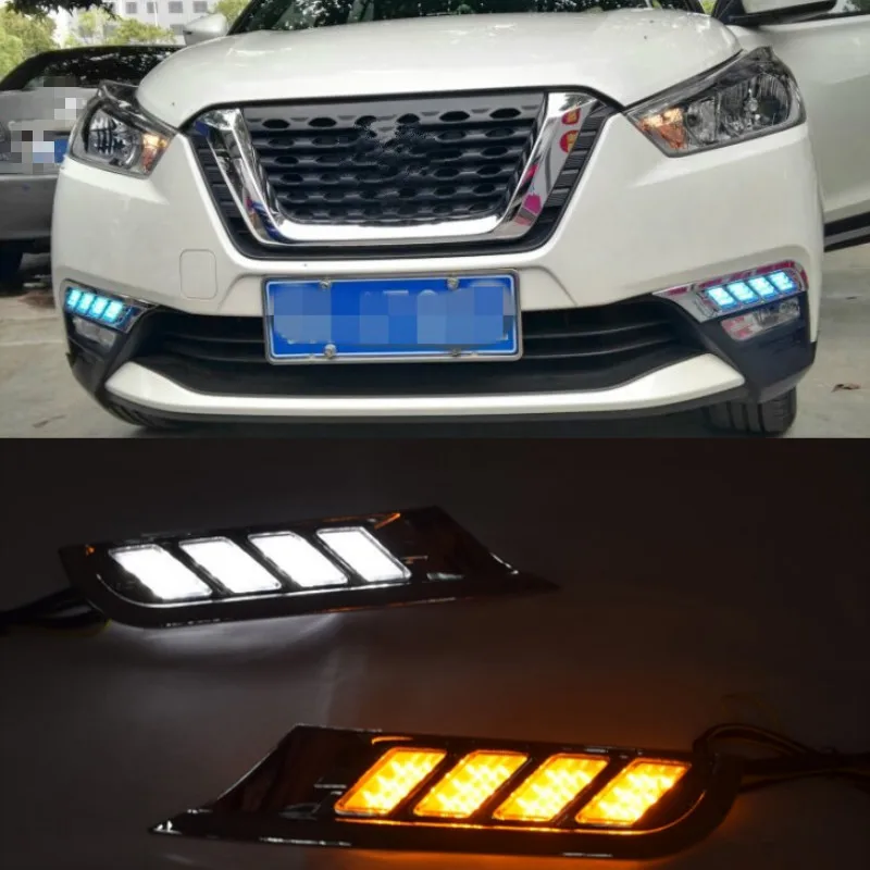 DRL For Nissan Kicks 2017 2018 LED Car Daytime Running Light Waterproof Driving Fog Day Lamp With Turn Signal