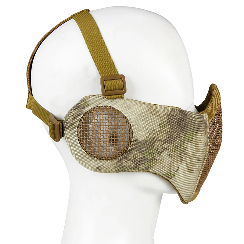 Tactical Airsoft Masks Paintball CS Foldable Half Face Low-carbon Steel Mesh Military Style Comfortable Ear Protective Mask