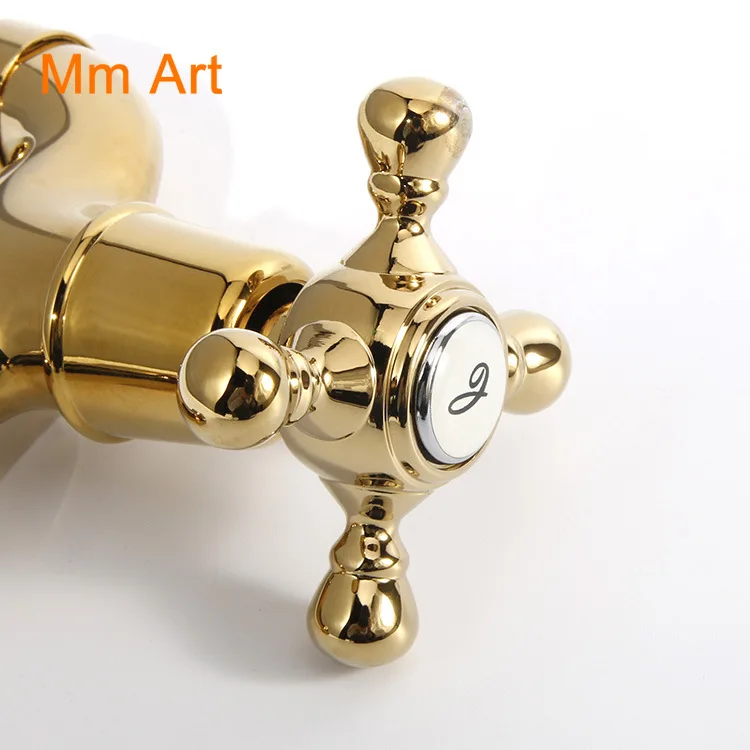 

European antique gold washing machine faucet mop pool lengthened single cold quick open 4 minutes Antique Gold Plated faucet