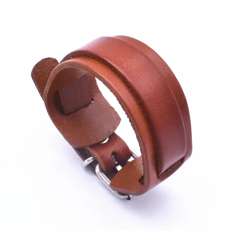 Fashion Vintage Adjustable Length Wrap Wristband Double Layer Leather Bracelets for Women Men Best Friends Personality Jewelry