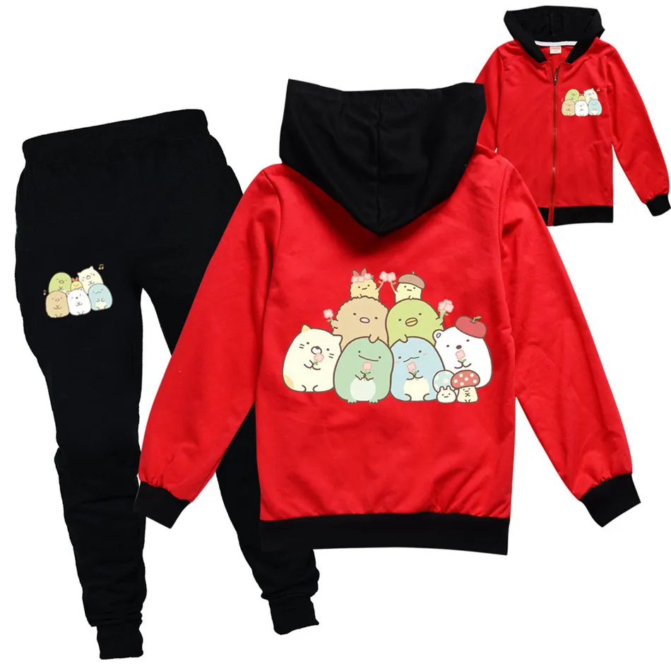 

2-13Y Girls Boys Anime Suit Fall Spring Baby Clothing Thin Jacket+Pant 2Pcs Sets Kids Sumikkogurashi Birthday Casual Tracksuits