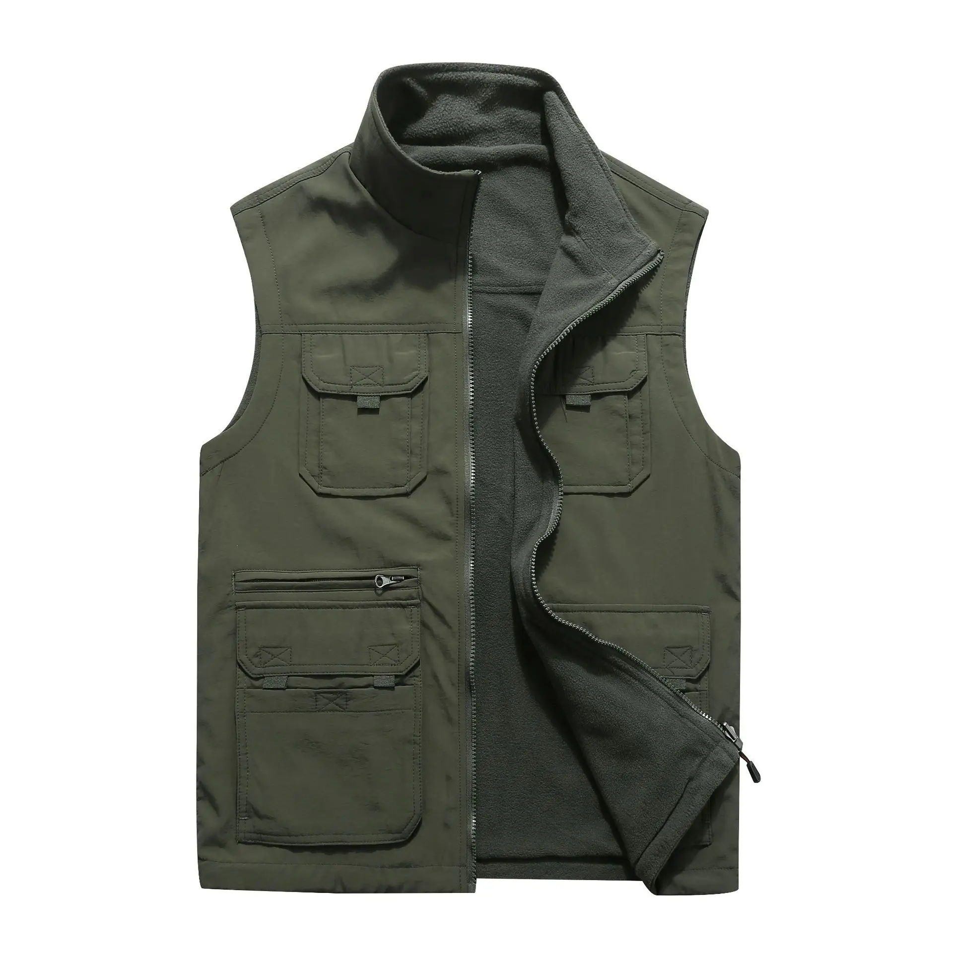 

MRMT 2024 Brand Autumn and Winter Men's Vest Jackets Casual Solid Color for Male Double-sided Multi-pocket Vest Jacket Clothing